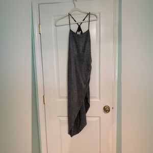 Gun-metal asymmetrical dress